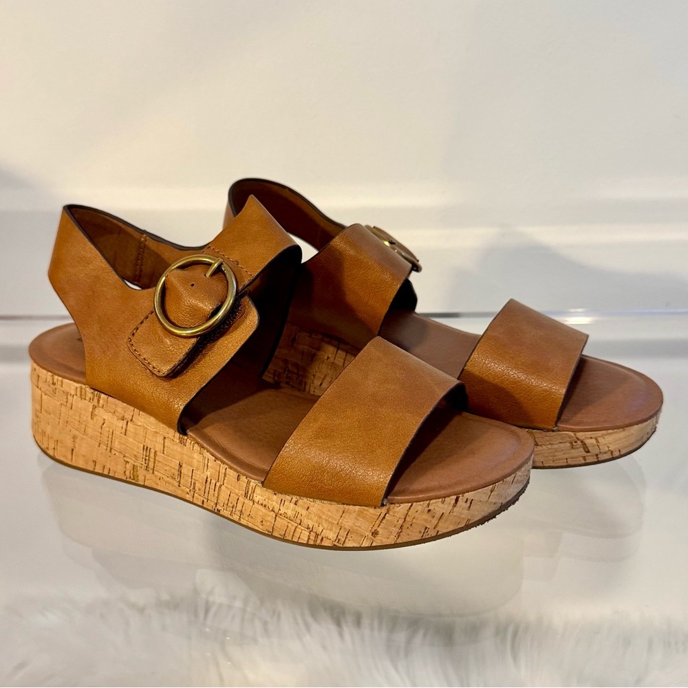 Eurosoft Finnly Wedge Tan Cork Sandals Size 7.5